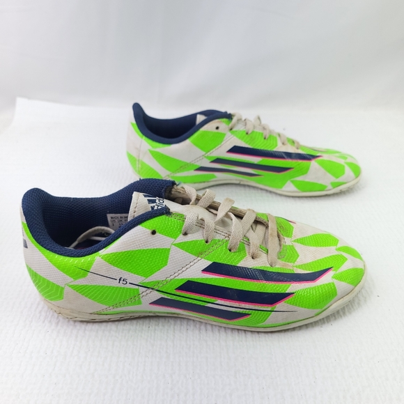 Adidas F5 Youth Indoor Soccer Cleats Lace Up Athletic Shoes Green